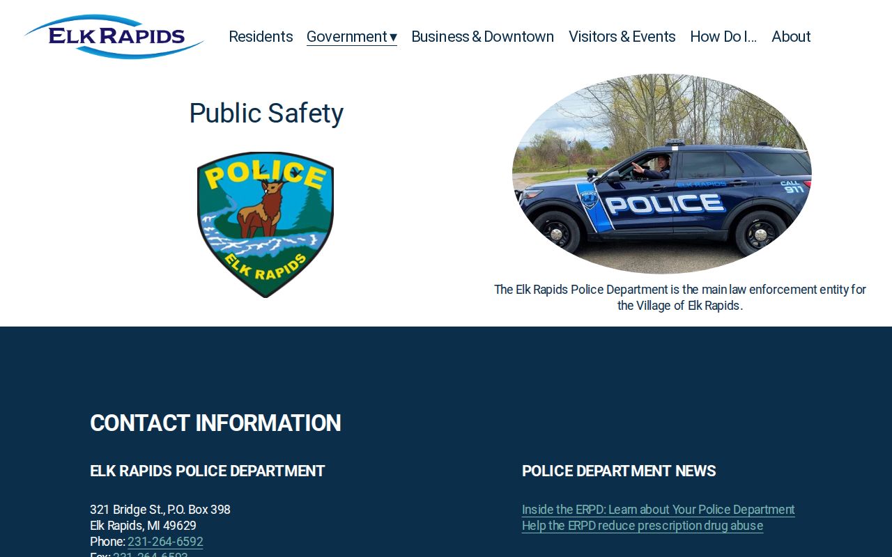 Elk Rapids Police Department arrest records page